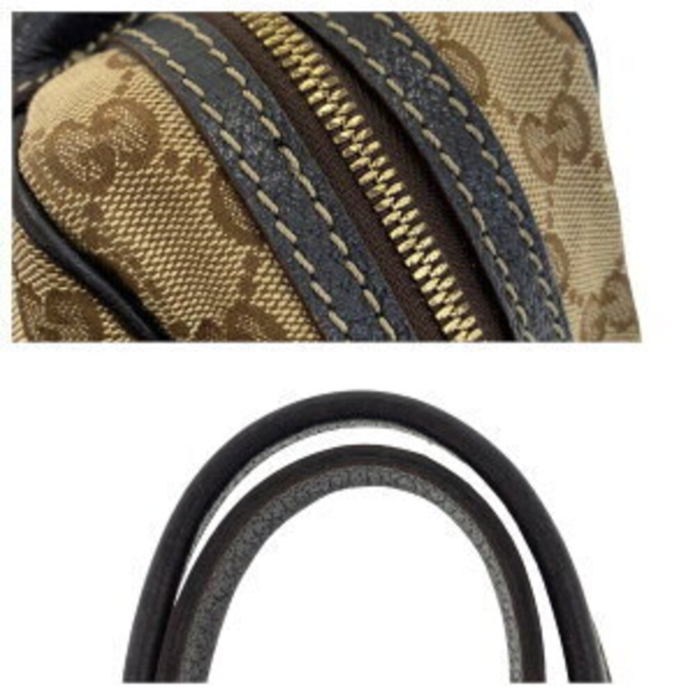 Gucci Tan Beige bag Line GG Sherry canvas handbag leather Princy Black Boston - Picture 6 of 10